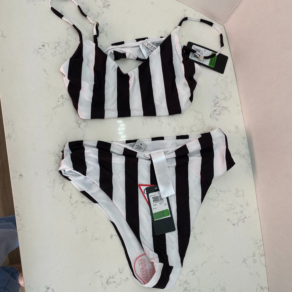 NWT Guess Stripe Two Piece Swimsuit